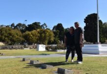 Students laying flags to remember