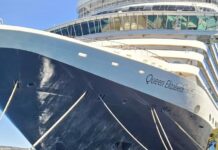 Queen Elizabeth cruises into city