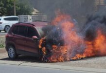 Volkswagen bursts into flames